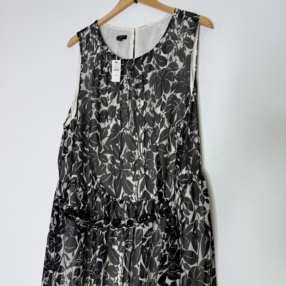 Talbots Plus Black White Floral Sleeveless Midi Dress 22W NWT - Picture 6 of 7